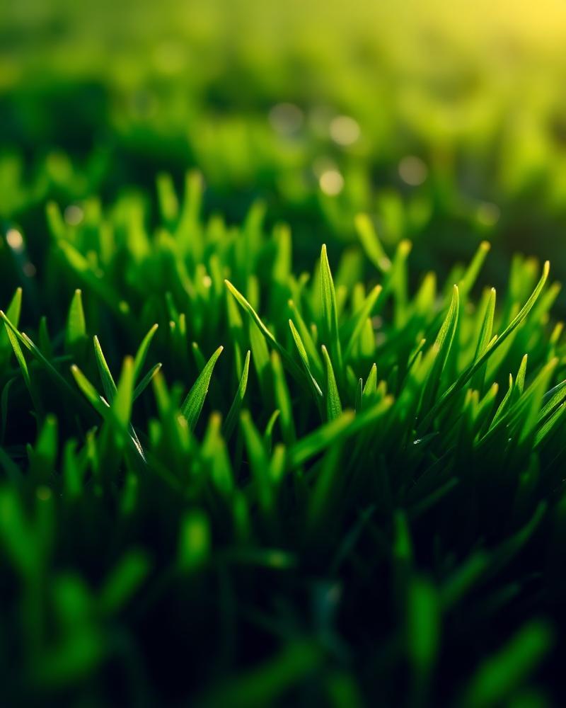 Extreme close-up of professional True Turf golf turf fibers