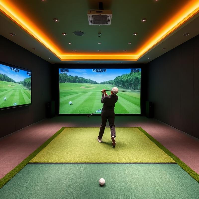 True Turf mat inside a premium indoor golf simulator